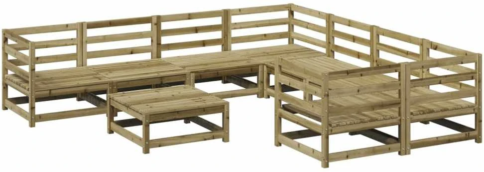 Lauko baldų komplektas Sodo sofos komplektas, 9 dalių, impregnuota pušies mediena