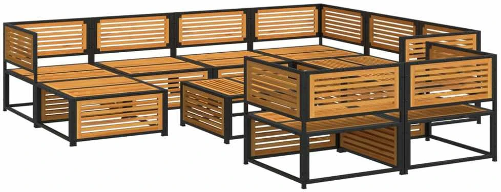 Lauko baldų komplektas Sodo sofos komplektas su pagalvėmis, 10 dalių, akacijos masyvas