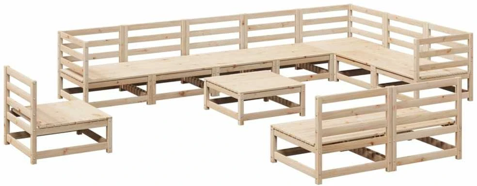 Lauko baldų komplektas Sodo sofos komplektas, 11 dalių, pušies medienos masyvas