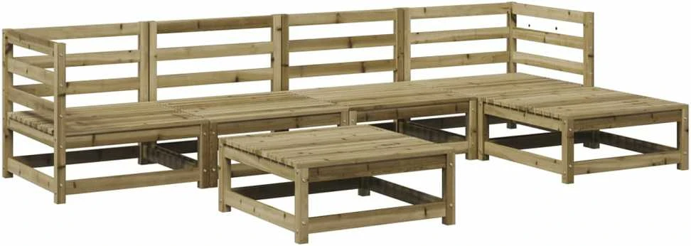 Lauko baldų komplektas Sodo sofos komplektas, 6 dalių, impregnuota pušies mediena