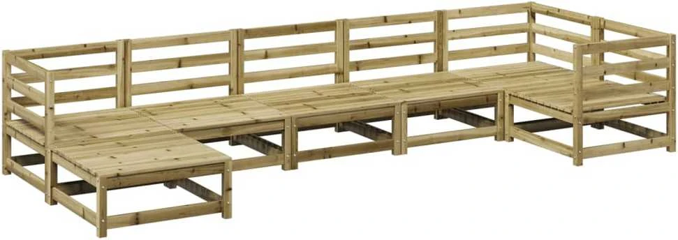 Lauko baldų komplektas Sodo sofos komplektas, 7 dalių, impregnuota pušis