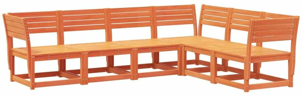 Lauko baldų komplektas Sodo sofos komplektas, 6 dalių, vaško rudas, pušies masyvas