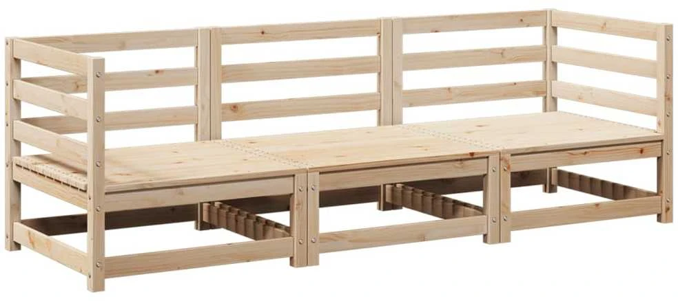 Lauko baldų komplektas Sodo sofos komplektas, 3 dalių, pušies medienos masyvas
