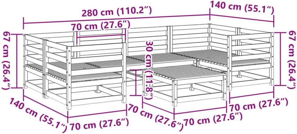 Lauko baldų komplektas Sodo sofos komplektas, 7 dalių, impregnuota pušis