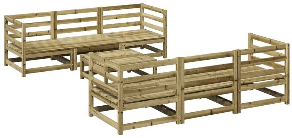 Lauko baldų komplektas Sodo sofos komplektas, 7 dalių, impregnuota pušis