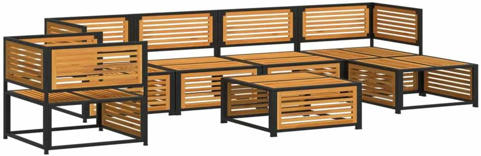 Lauko baldų komplektas Sodo sofų komplektas su pagalvėlėmis, 7 dalių, akacijos masyvas
