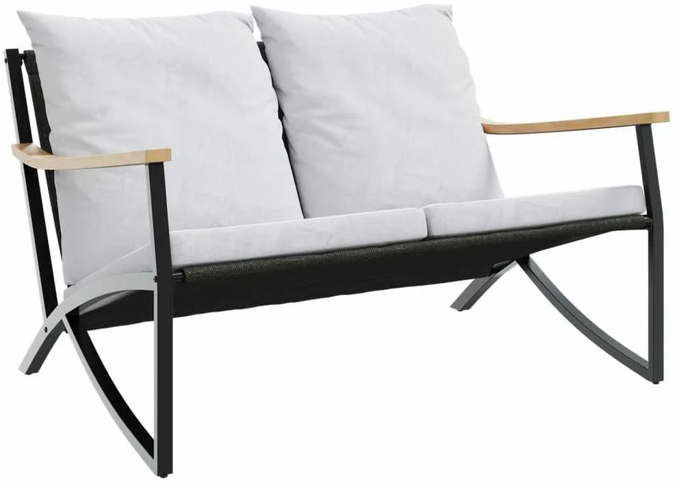 Sodo suoliukas su pagalvėle, juodos spalvos, 120cm, plienas
