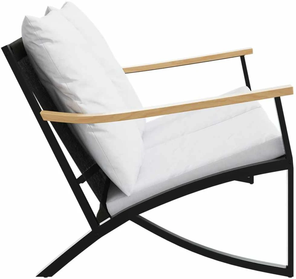 Sodo suoliukas su pagalvėle, juodos spalvos, 120cm, plienas
