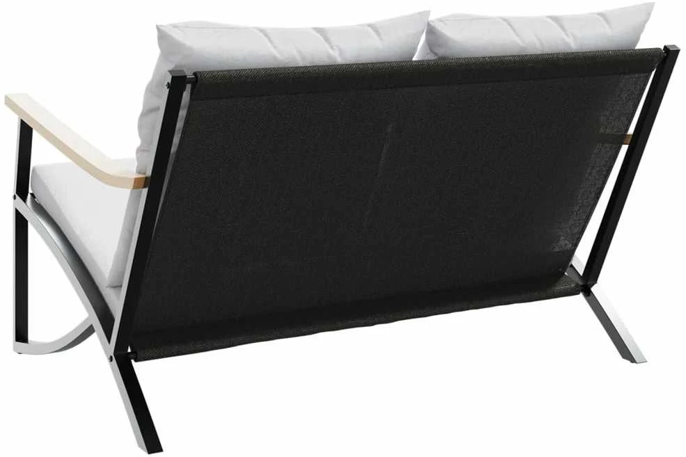 Sodo suoliukas su pagalvėle, juodos spalvos, 120cm, plienas