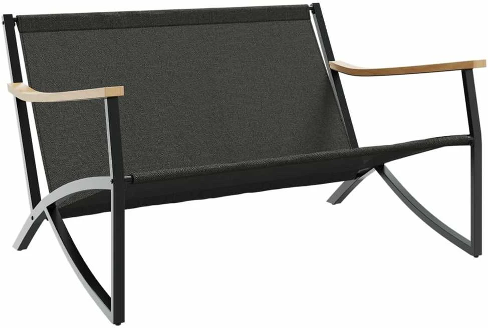 Sodo suoliukas su pagalvėle, juodos spalvos, 120cm, plienas
