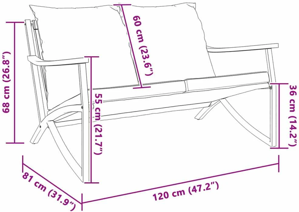 Sodo suoliukas su pagalvėle, juodos spalvos, 120cm, plienas