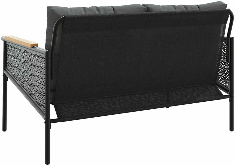 Sodo suoliukas su pagalvėle, juodos spalvos, 116cm, plienas