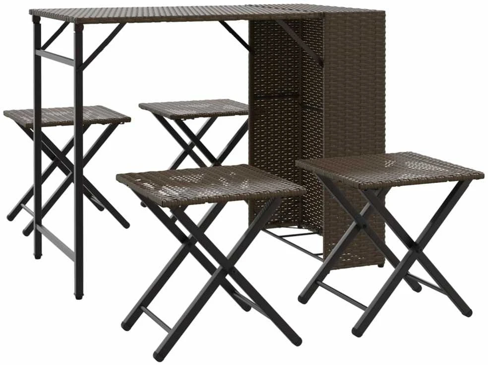 Sofa Sodo kempingo baldų komplektas, 5 dalių, rudas, poliratanas