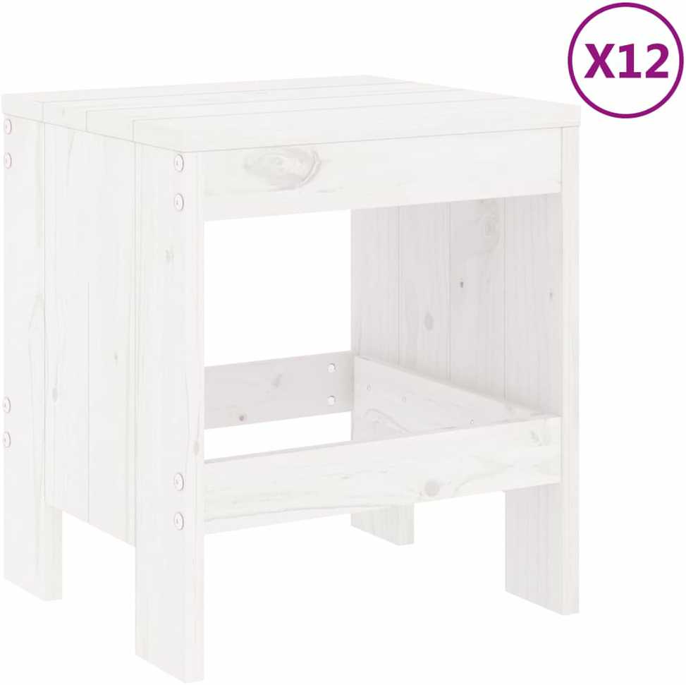 Lauko baldų komplektas Sodo valgomojo baldų komplektas, 13 dalių, baltas, pušis
