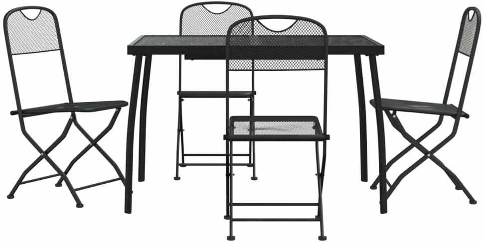 Lauko baldų komplektas Sodo valgomojo baldų komplektas, 5 dalių, antracito, metalas