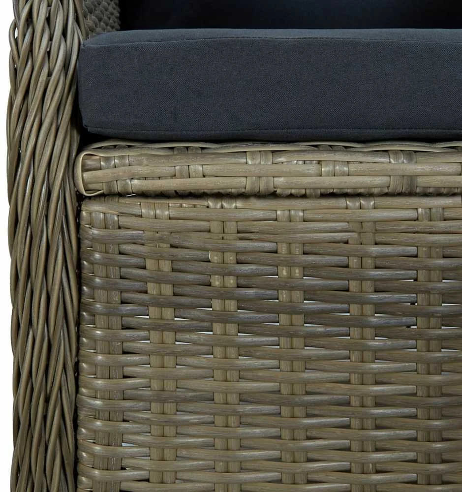 Lauko baldų komplektas Sodo valgomojo baldų komplektas, 7 dalių, rudas