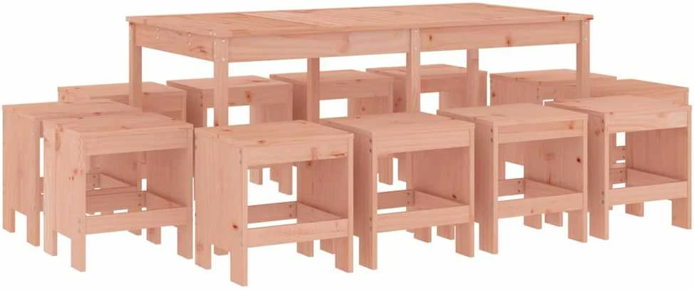 Lauko baldų komplektas Sodo valgomojo baldų komplektas, 13 dalių, douglas eglė
