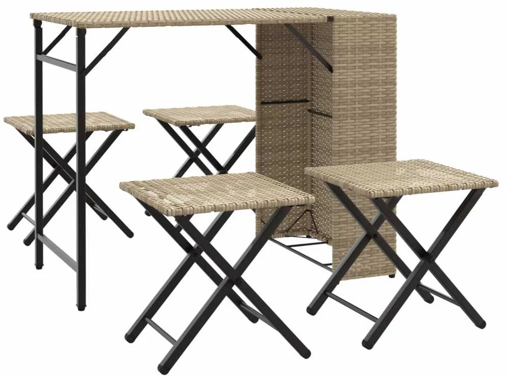 Sofa Sodo kempingo baldų komplektas, 5 dalių, smėlio, poliratanas
