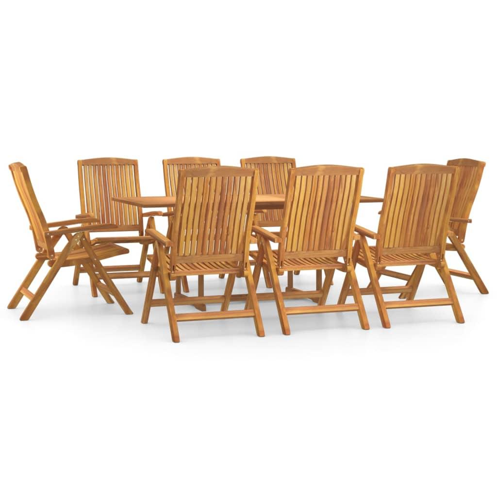 Lauko baldų komplektas Sodo valgomojo baldų komplektas, 9 dalių, tikmedžio masyvas