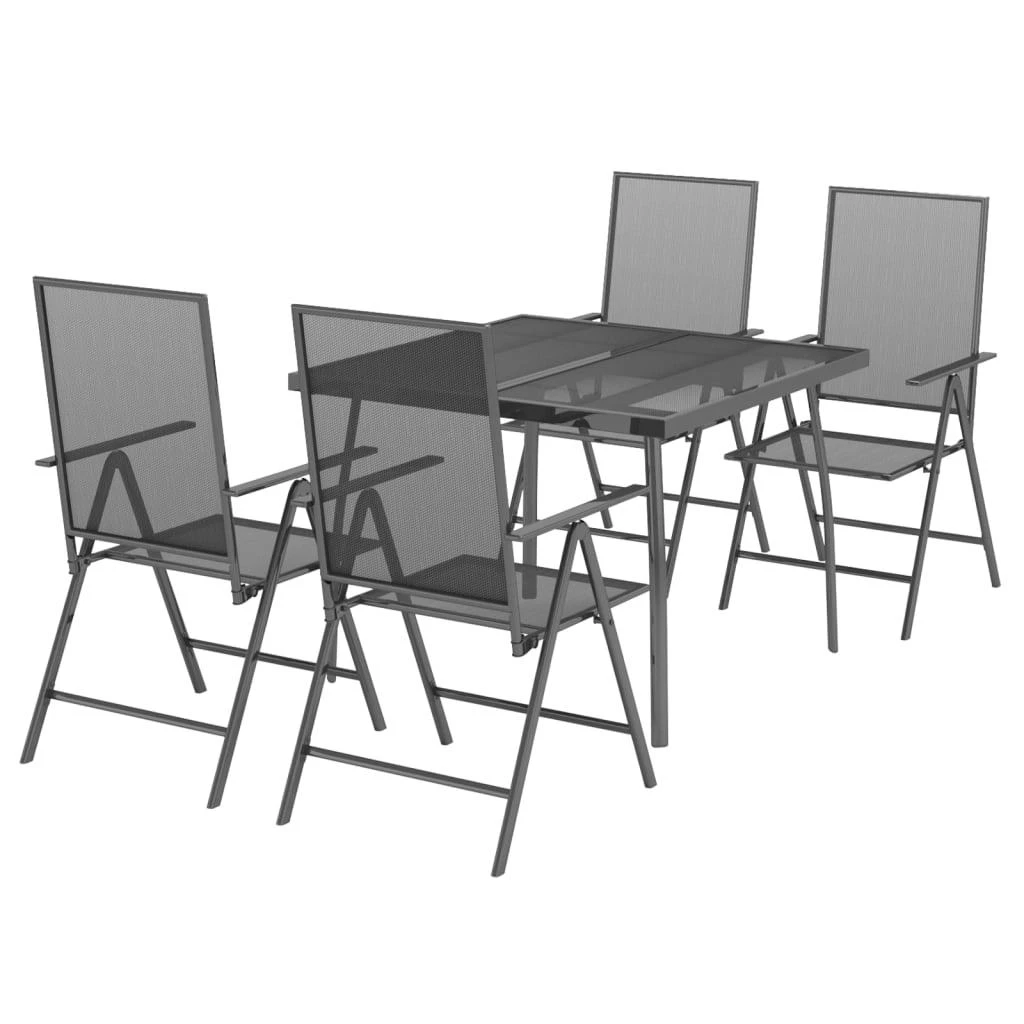 Lauko baldų komplektas Sodo valgomojo baldų komplektas, 5 dalių, antracito, plienas