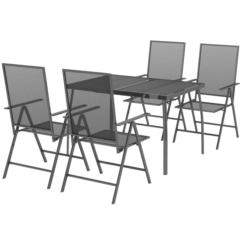 Lauko baldų komplektas Sodo valgomojo baldų komplektas, 5 dalių, antracito, plienas