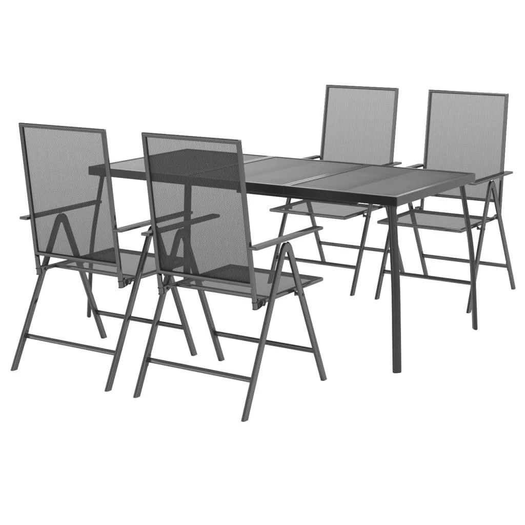 Lauko baldų komplektas Sodo valgomojo baldų komplektas, 5 dalių, antracito, plienas