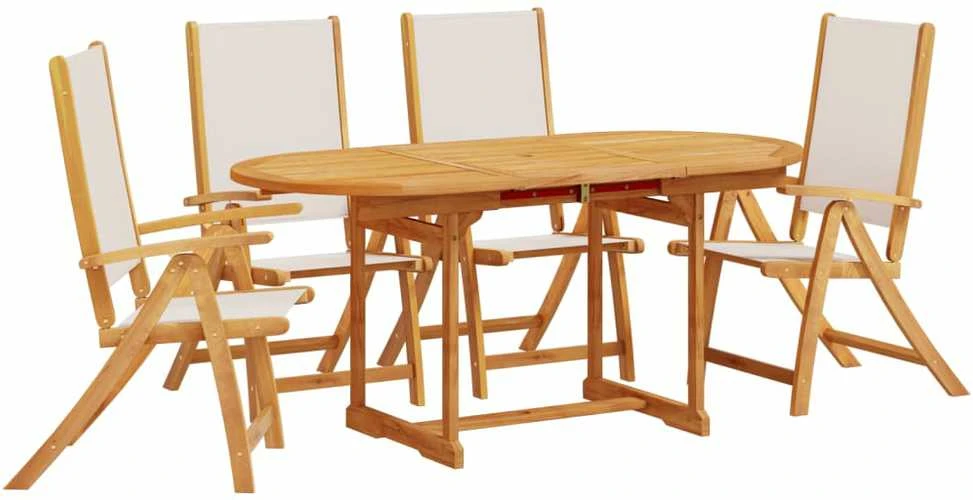 Lauko baldų komplektas Sodo valgomojo komplektas, 5 dalių, akacija ir tekstilenas