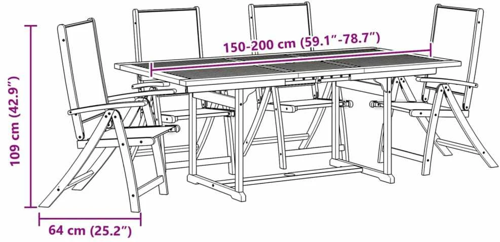 Lauko baldų komplektas Sodo valgomojo komplektas, 5 dalių, akacija ir tekstilenas