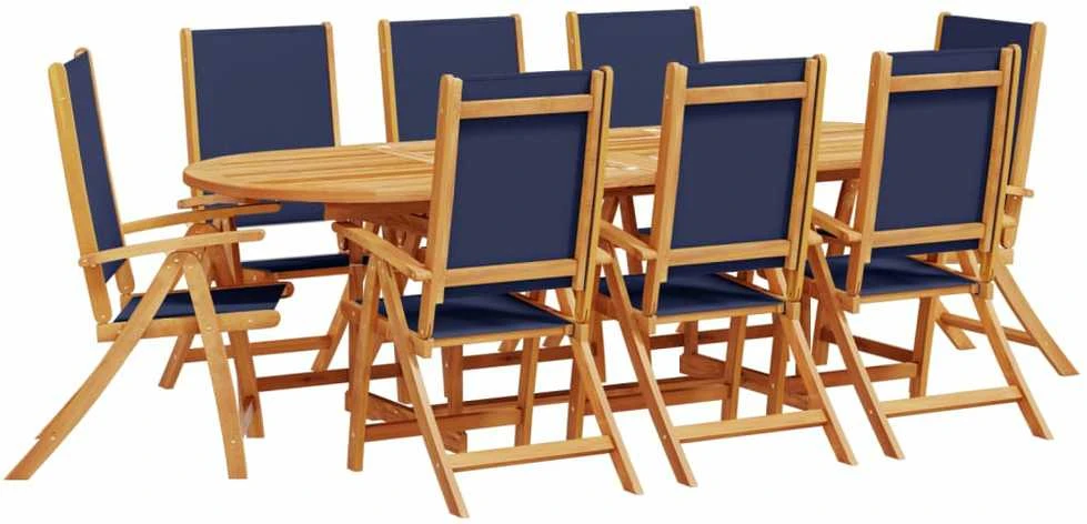 Lauko baldų komplektas Sodo valgomojo komplektas, 9 dalių, akacija ir tekstilenas