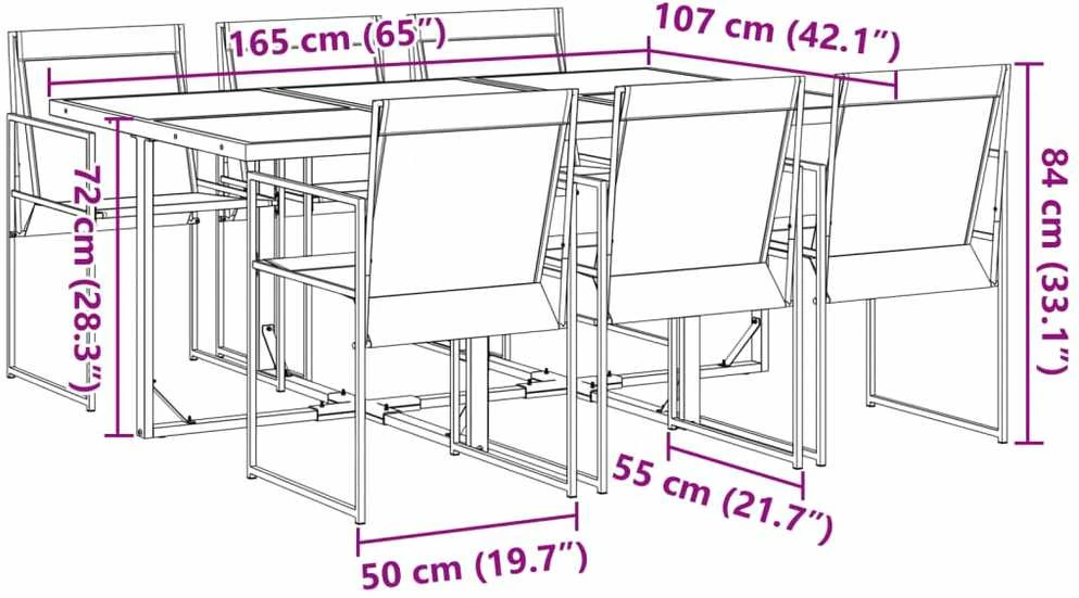 Lauko baldų komplektas Sodo valgomojo komplektas, 7 dalių, juodas, tekstilenas