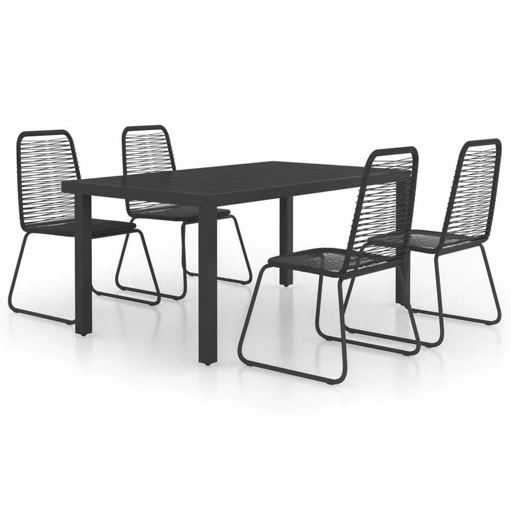 Lauko baldų komplektas Sodo valgomojo komplektas, 5 dalių, juodas, PVC ratanas