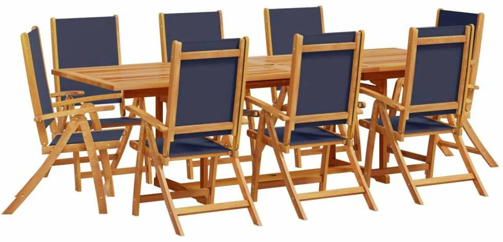 Lauko baldų komplektas Sodo valgomojo komplektas, 9 dalių, akacija ir tekstilenas