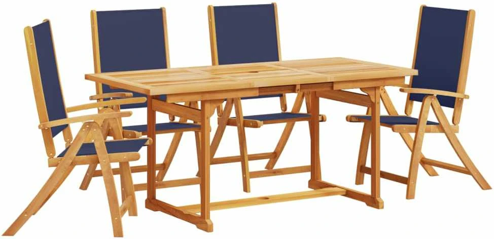 Lauko baldų komplektas Sodo valgomojo komplektas, 5 dalių, akacija ir tekstilenas