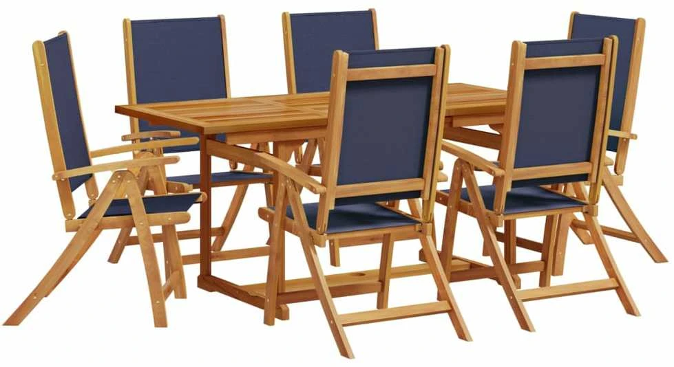 Lauko baldų komplektas Sodo valgomojo komplektas, 7 dalių, akacija ir tekstilenas