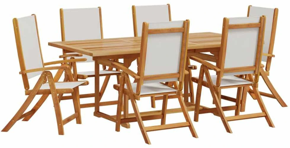 Lauko baldų komplektas Sodo valgomojo komplektas, 7 dalių, akacija ir tekstilenas