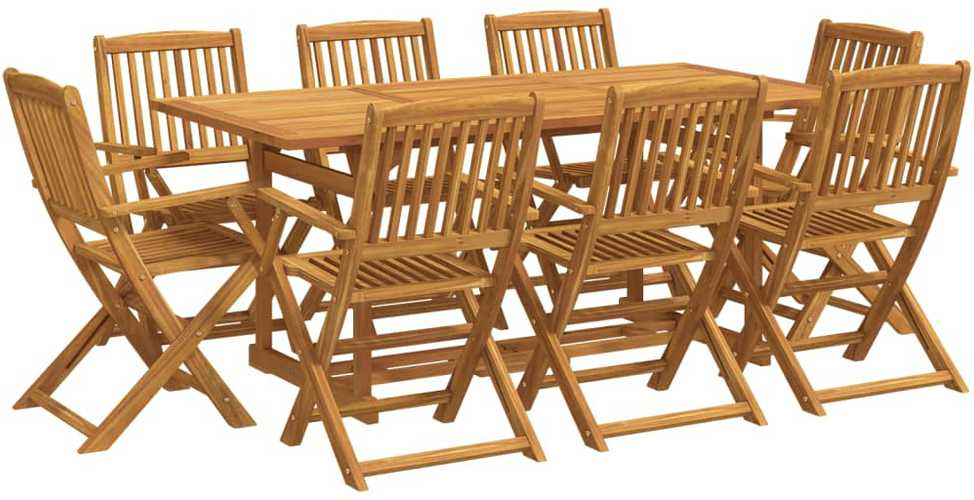 Lauko baldų komplektas Sodo valgomojo komplektas, 9 dalių, 180x90x75 cm, akacija
