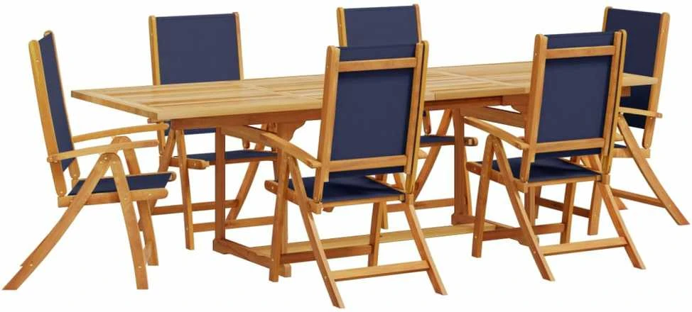 Lauko baldų komplektas Sodo valgomojo komplektas, 7 dalių, akacija ir tekstilenas