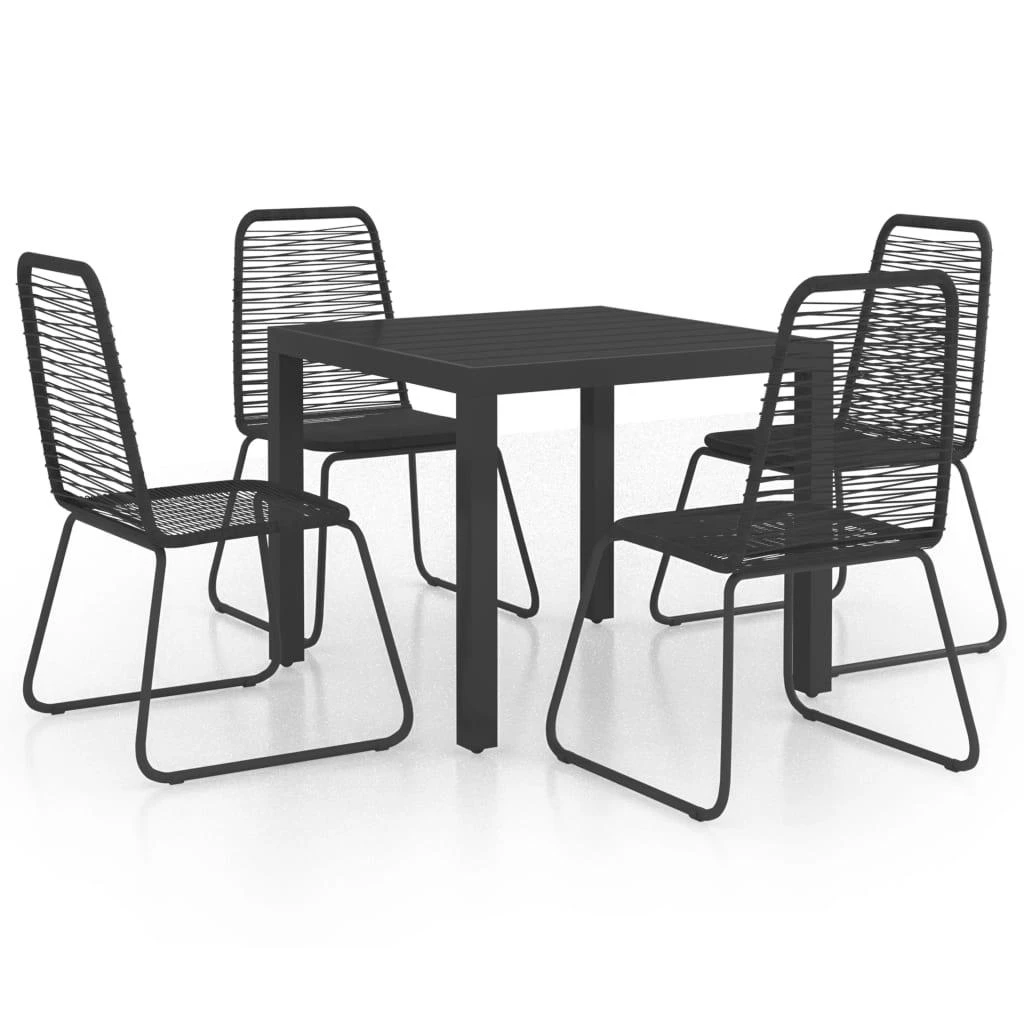 Lauko baldų komplektas Sodo valgomojo komplektas, 5 dalių, juodas, PVC ratanas