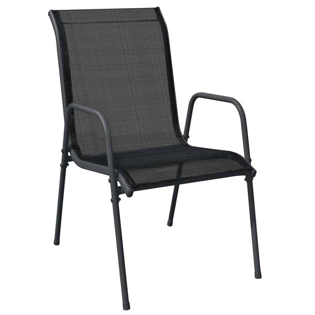 Lauko baldų komplektas Sodo valgomojo komplektas, 5 dalių, juodas, plienas/tekstilenas