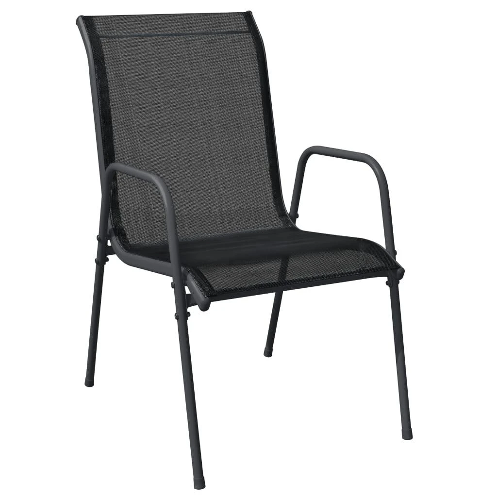 Lauko baldų komplektas Sodo valgomojo komplektas, 5 dalių, juodas, plienas/tekstilenas