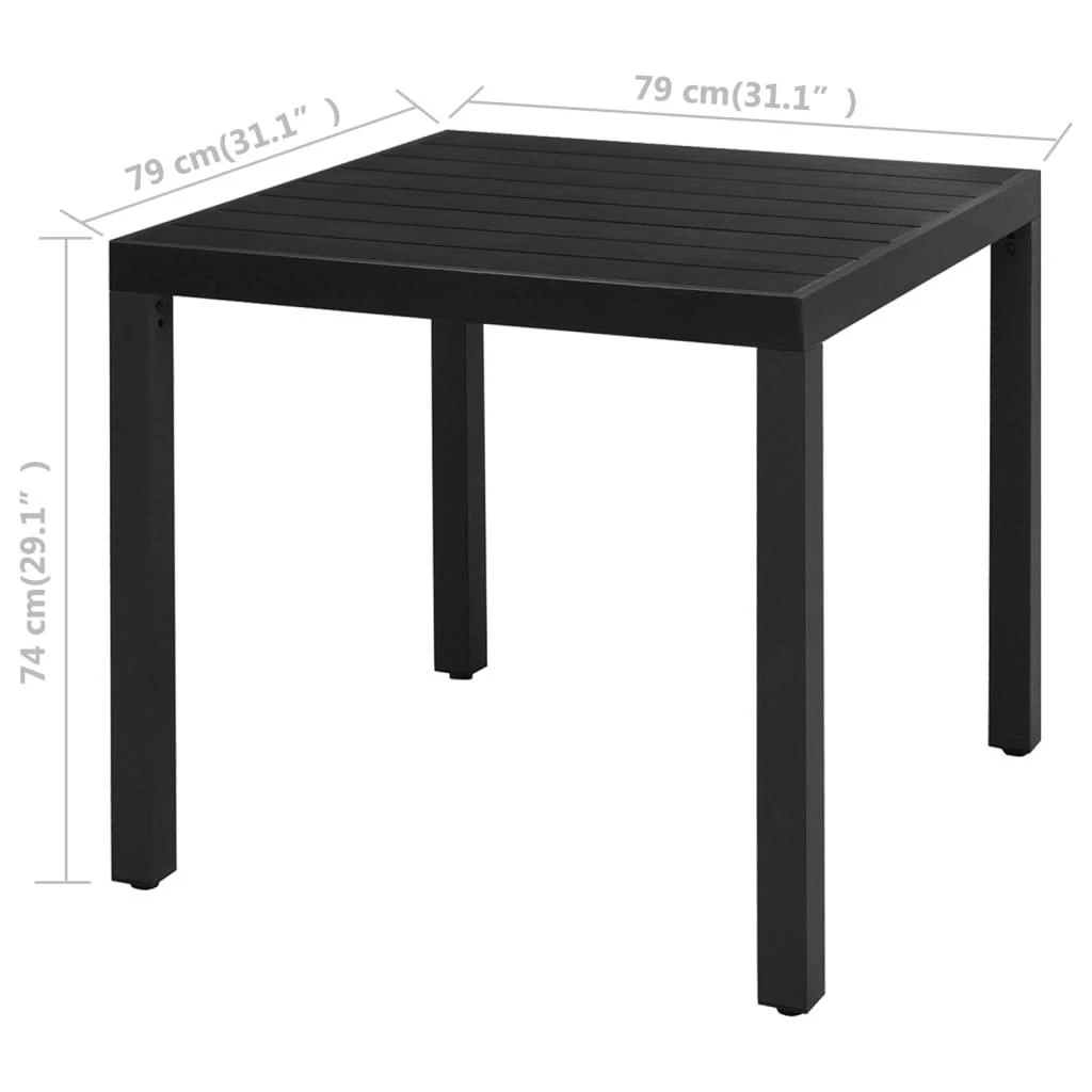 Lauko baldų komplektas Sodo valgomojo komplektas, 3 dalių, juodas, PVC ratanas