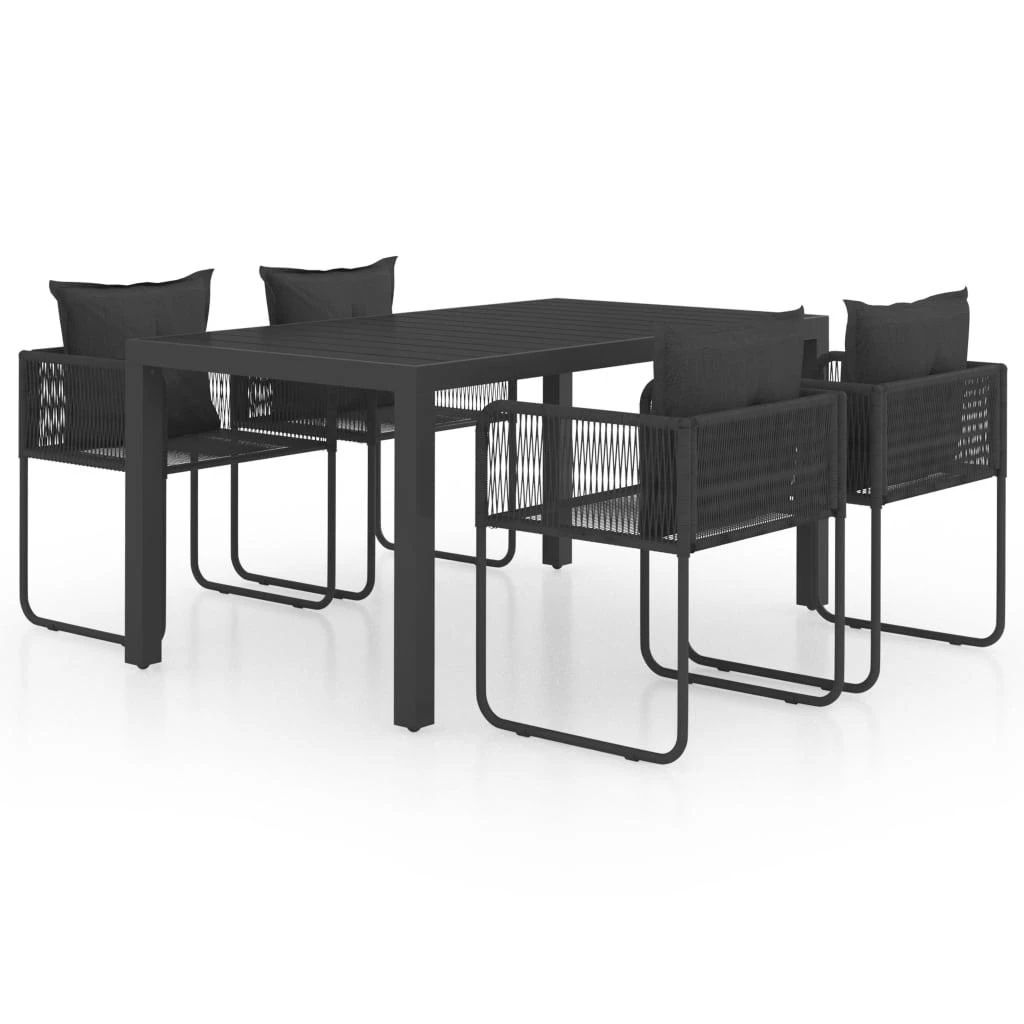 Lauko baldų komplektas Sodo valgomojo komplektas, 5 dalių, juodas, PVC ratanas