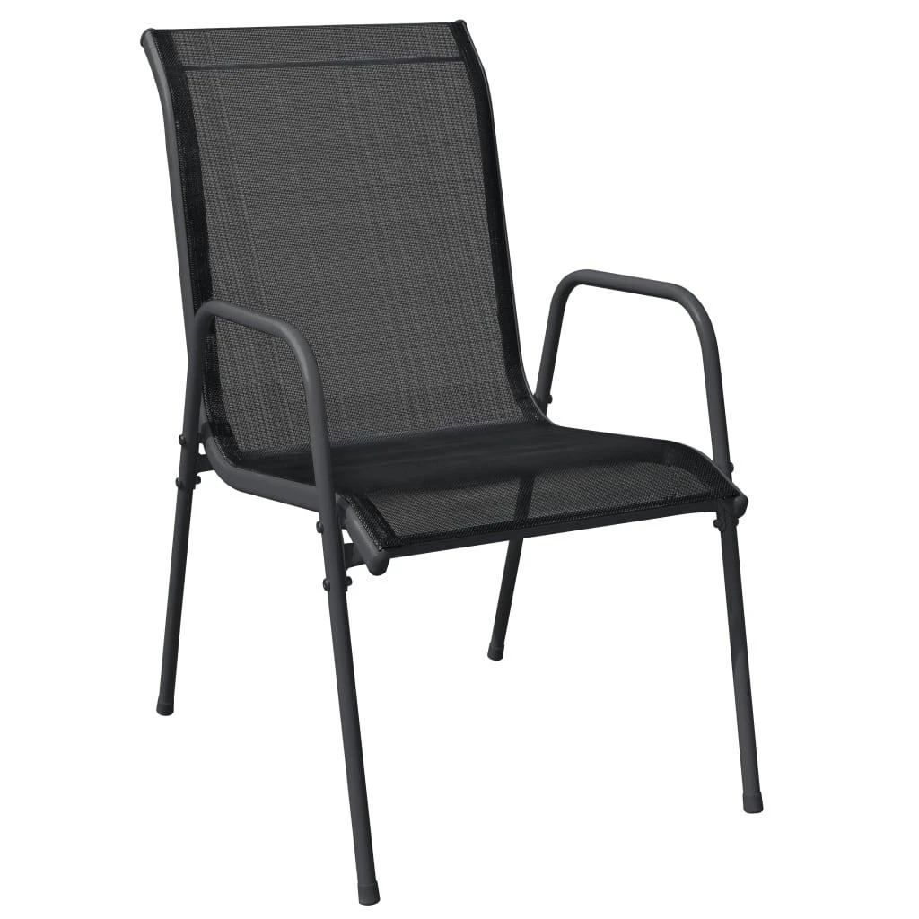 Lauko baldų komplektas Sodo valgomojo komplektas, 5 dalių, juodas, plienas/tekstilenas