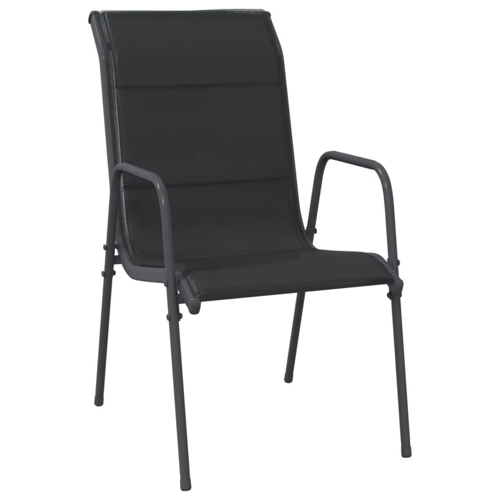 Lauko baldų komplektas Sodo valgomojo komplektas, 5 dalių, juodas, plienas/tekstilenas