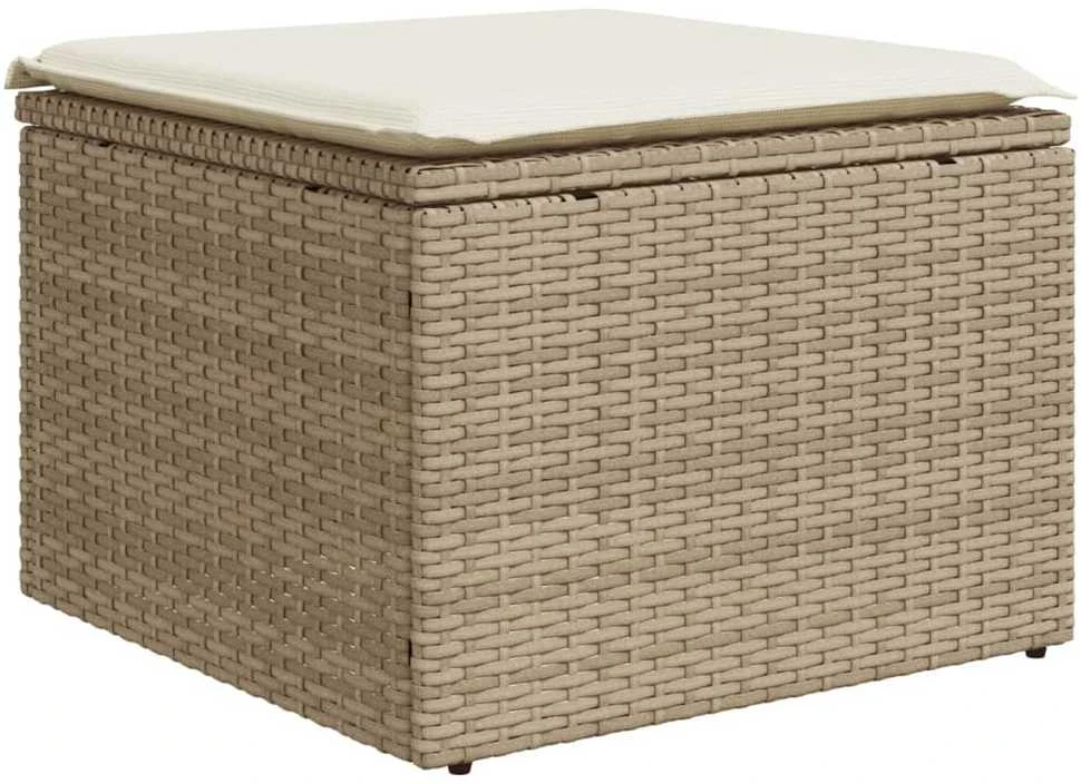 Lauko baldų komplektas Sofos komplektas su pagalvėlėmis, 10 dalių, smėlio, poliratanas