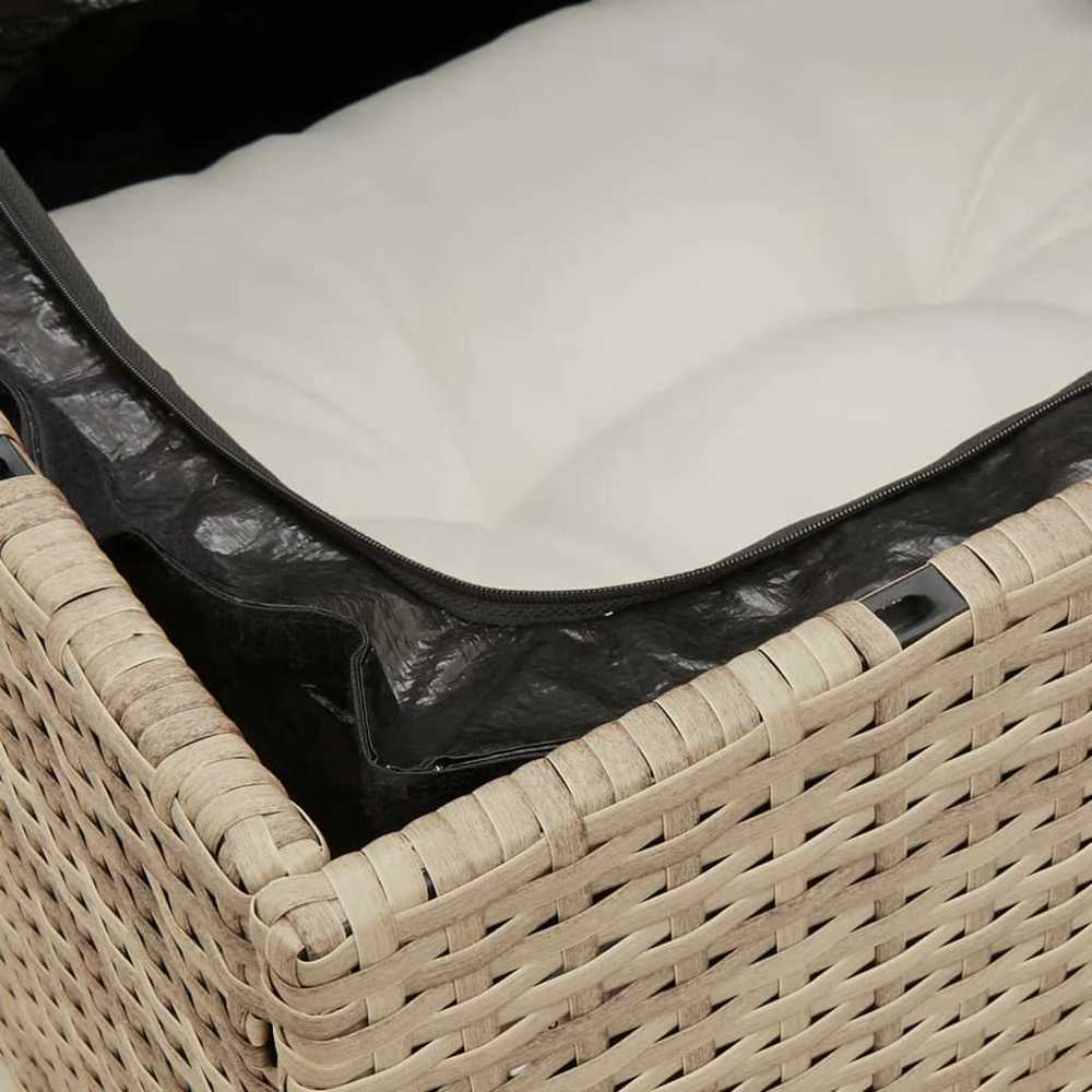 Lauko baldų komplektas Sofos komplektas su pagalvėlėmis, 10 dalių, smėlio, poliratanas