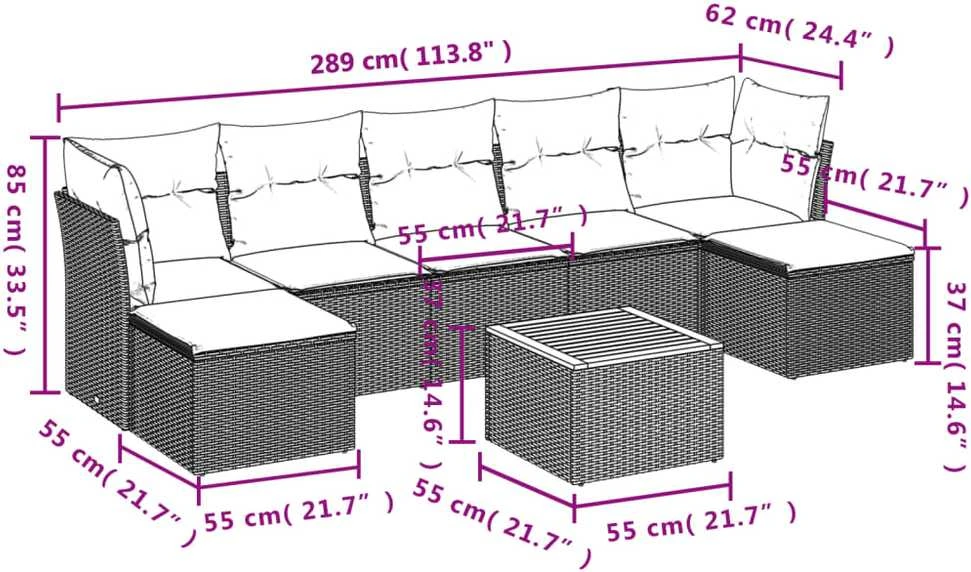 Sofa Sofos komplektas su pagalvėlėmis, 8 dalių, smėlio, poliratanas