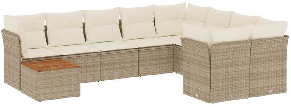 Sofa Sofos komplektas su pagalvėlėmis, 10 dalių, smėlio, poliratanas