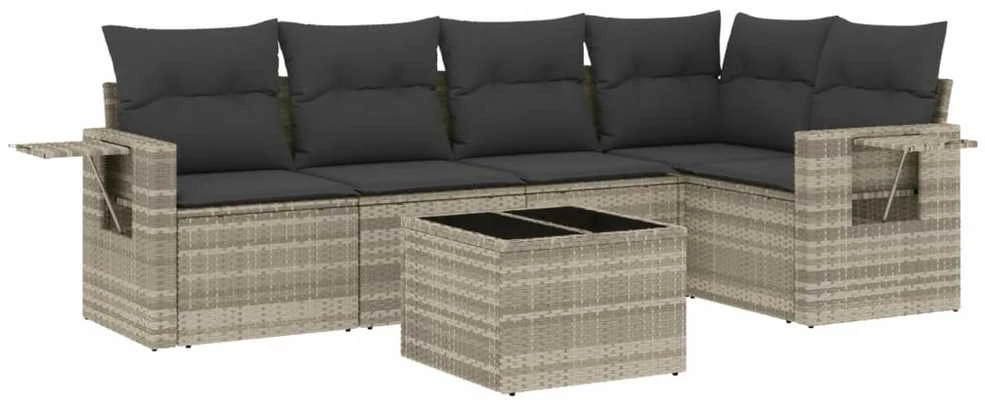 Sofa Sofos komplektas su pagalvėlėmis, 6 dalių, pilkas, poliratanas