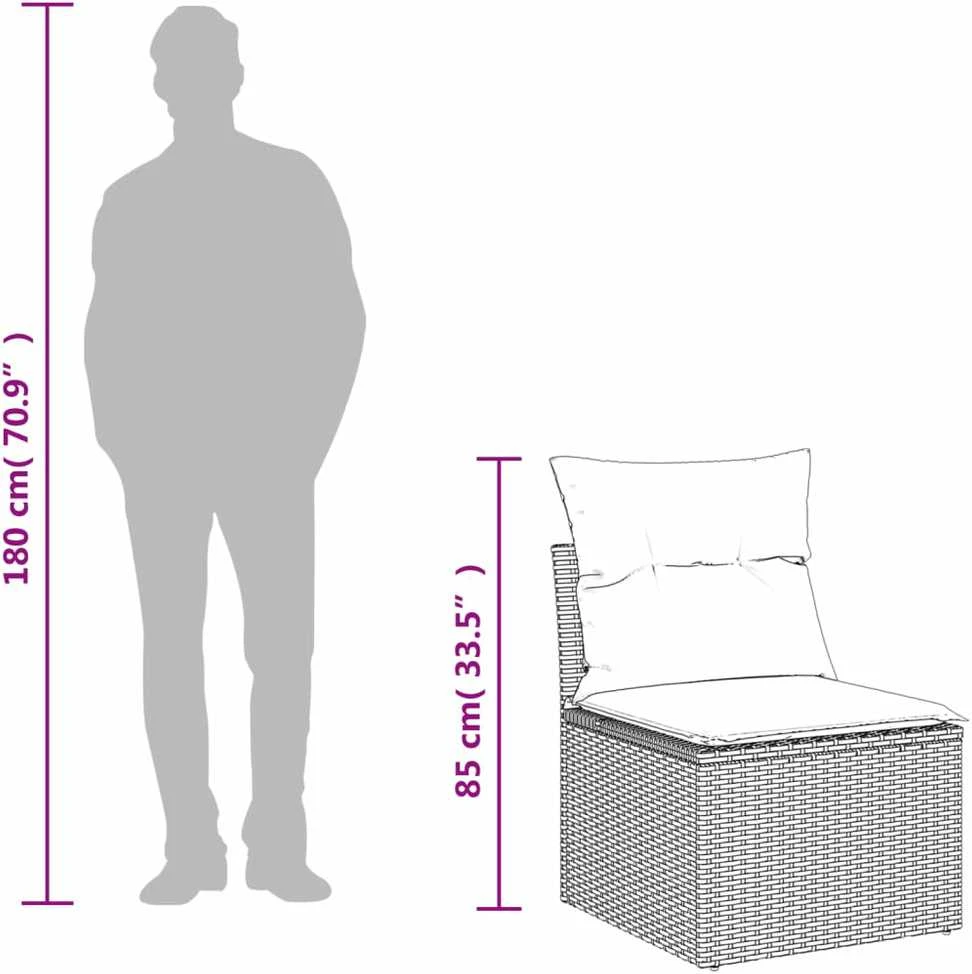 Lauko baldų komplektas Sofos komplektas su pagalvėlėmis, 7 dalių, juodas, poliratanas